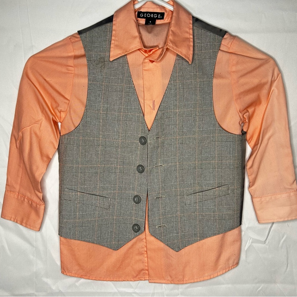 George Boys Button Down And Vest Set